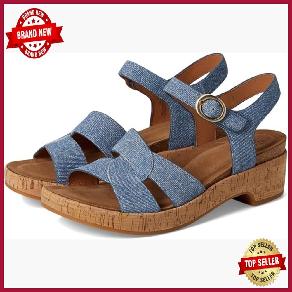 Leather Platform Sandals with Ankle Strap, Padded Cork Footbed